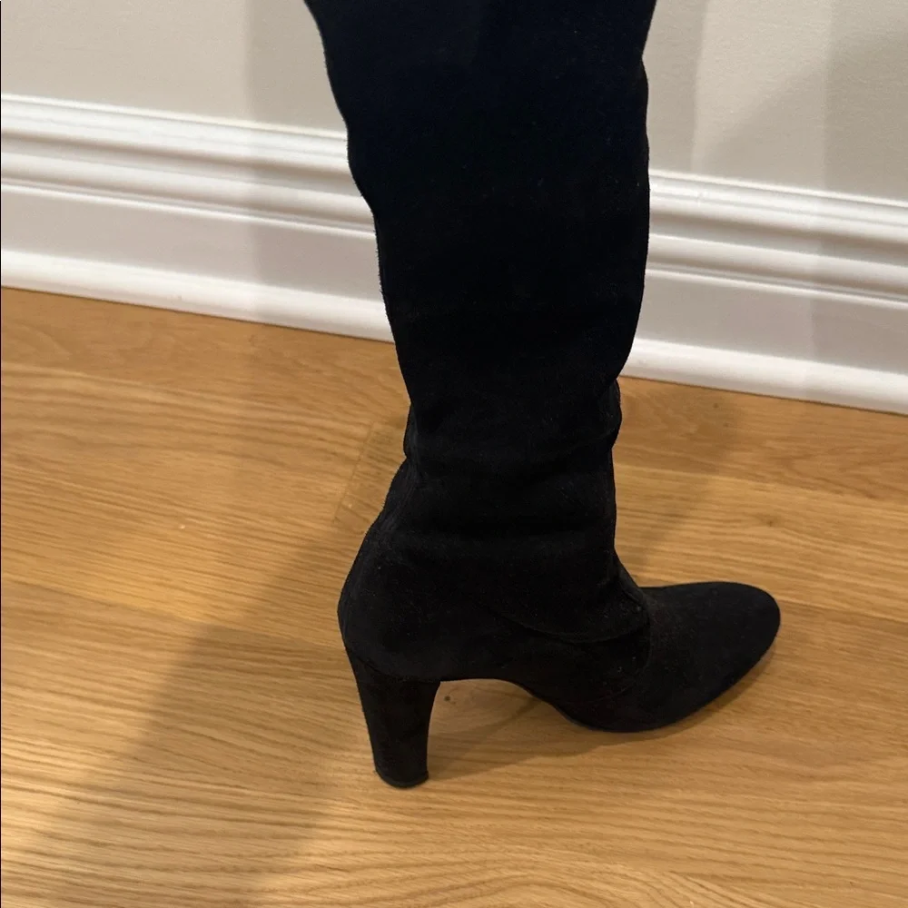 Stuart Weitzman Elegant Black Suede Highland Over-the-Knee Boots